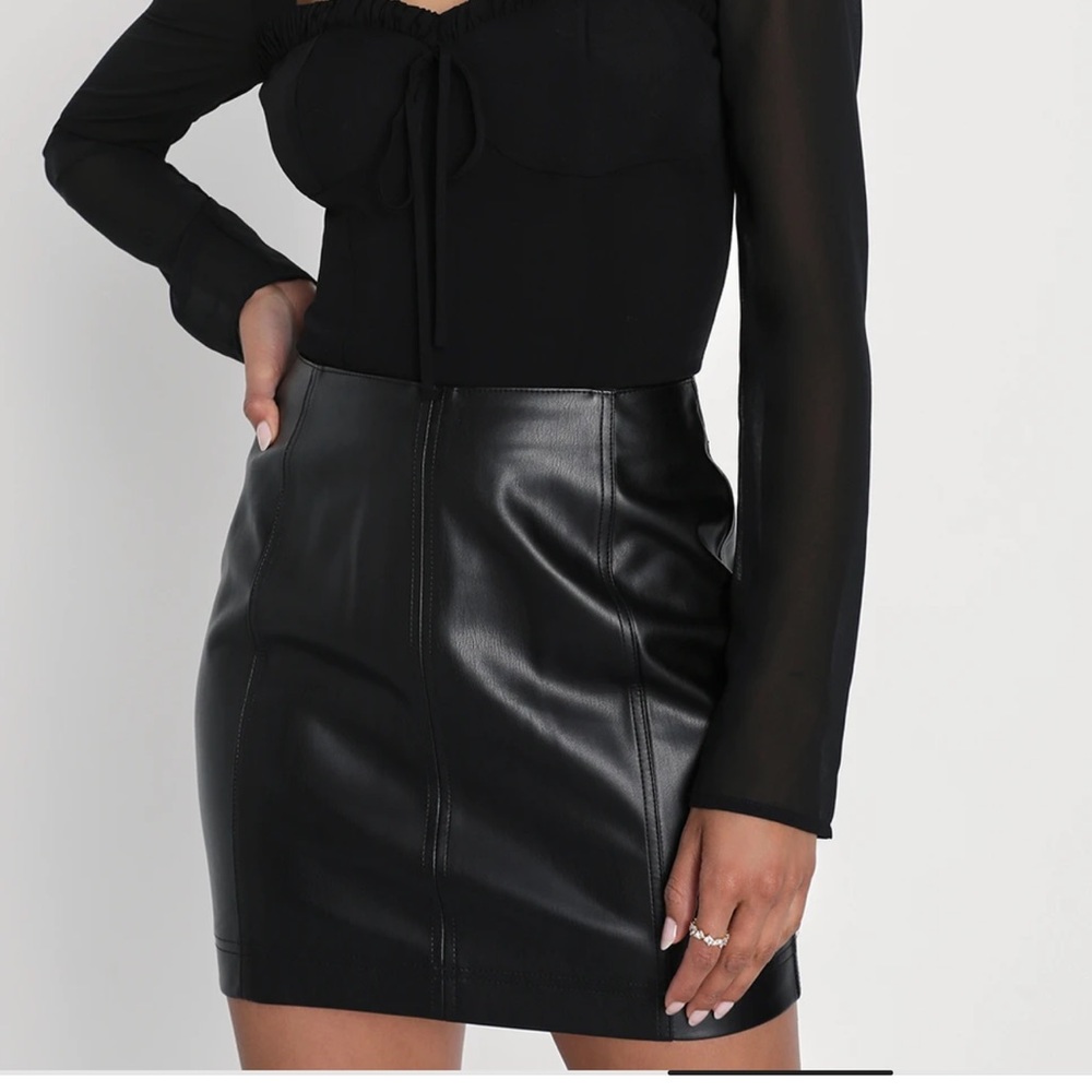 Free People Modern Femme Black Vegan Leather Mini Skirt